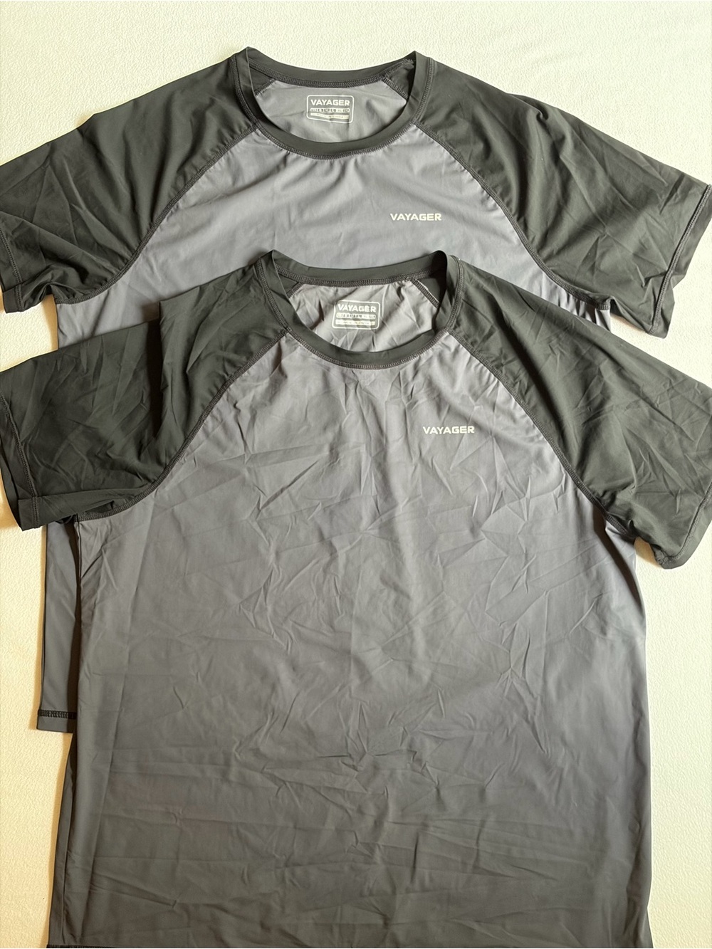 Rash Guard Swim UPF Short Sleeve Shirts 2-Pack Bundle Vayager Men XL Gray Black